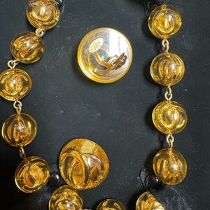 CHANEL Elegant clear chain @ earrings. CC inside each ball area. Elegant look .